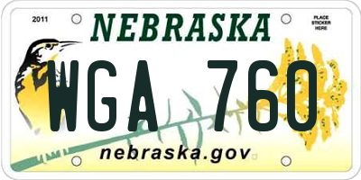 NE license plate WGA760