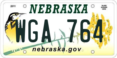 NE license plate WGA764