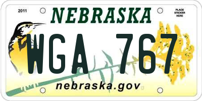NE license plate WGA767