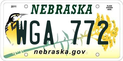 NE license plate WGA772