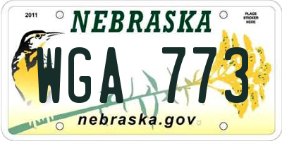 NE license plate WGA773