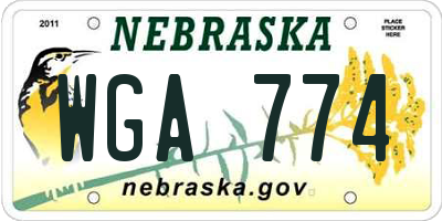 NE license plate WGA774