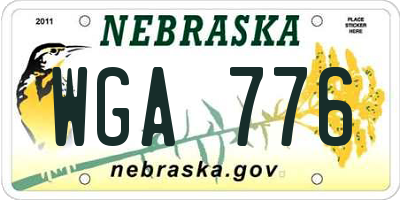 NE license plate WGA776