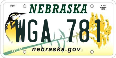 NE license plate WGA781