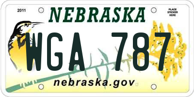 NE license plate WGA787