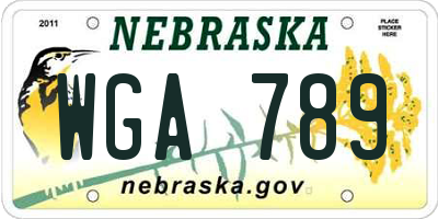 NE license plate WGA789