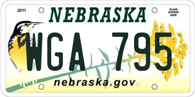NE license plate WGA795
