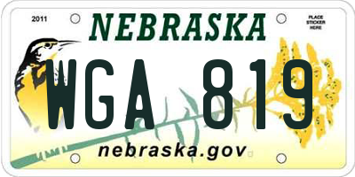 NE license plate WGA819