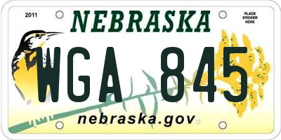 NE license plate WGA845
