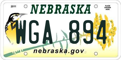 NE license plate WGA894