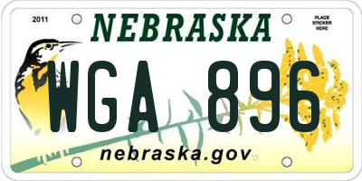 NE license plate WGA896