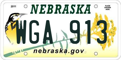 NE license plate WGA913