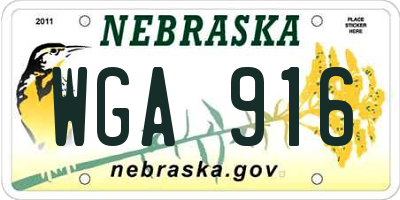 NE license plate WGA916