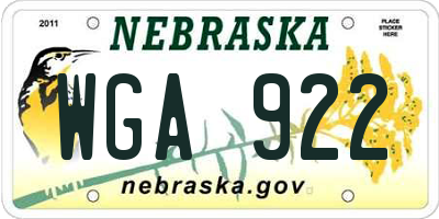 NE license plate WGA922