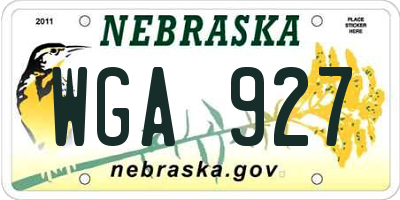 NE license plate WGA927