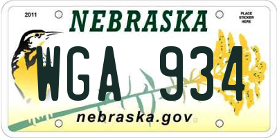 NE license plate WGA934