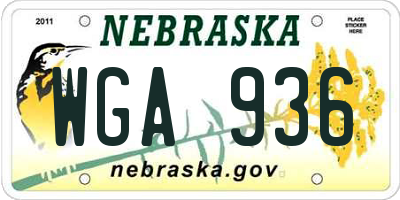 NE license plate WGA936