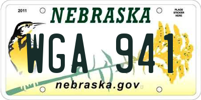 NE license plate WGA941