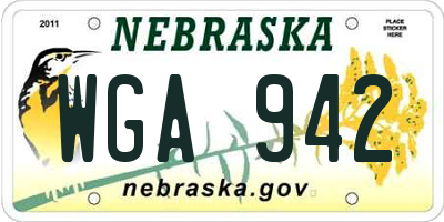 NE license plate WGA942