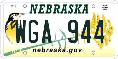 NE license plate WGA944