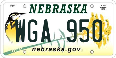 NE license plate WGA950
