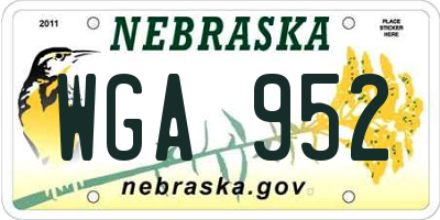 NE license plate WGA952