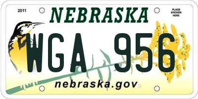 NE license plate WGA956