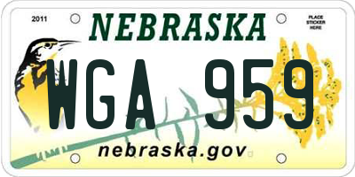 NE license plate WGA959