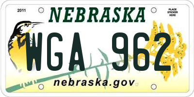 NE license plate WGA962