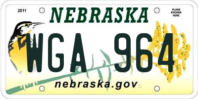 NE license plate WGA964
