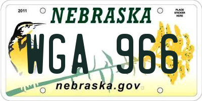NE license plate WGA966
