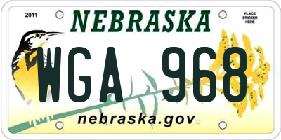 NE license plate WGA968