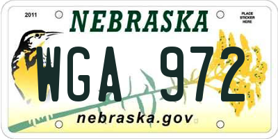 NE license plate WGA972