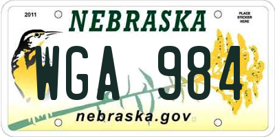 NE license plate WGA984