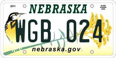 NE license plate WGB024