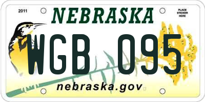 NE license plate WGB095