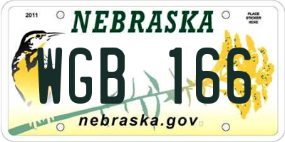 NE license plate WGB166