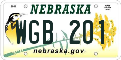NE license plate WGB201
