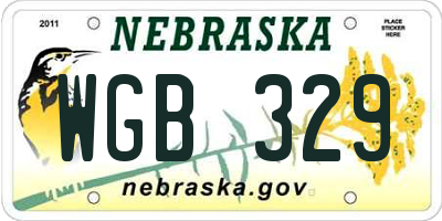 NE license plate WGB329
