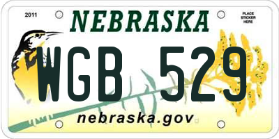 NE license plate WGB529
