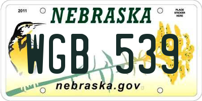 NE license plate WGB539