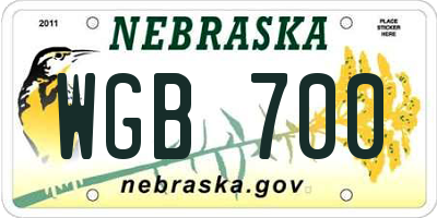NE license plate WGB700