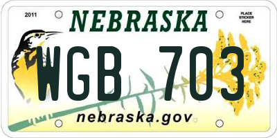 NE license plate WGB703