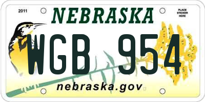 NE license plate WGB954