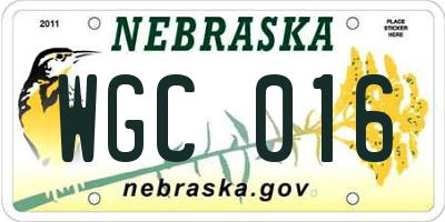 NE license plate WGC016