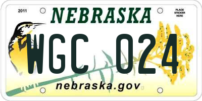 NE license plate WGC024