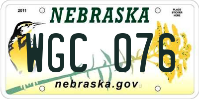 NE license plate WGC076