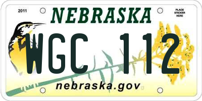 NE license plate WGC112