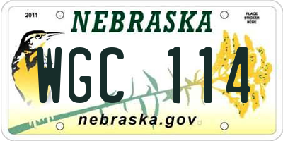 NE license plate WGC114