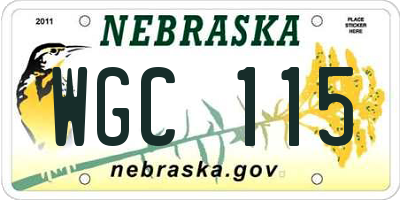 NE license plate WGC115
